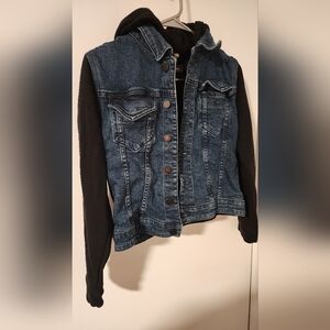 Denim Jacket with Black Sleeves